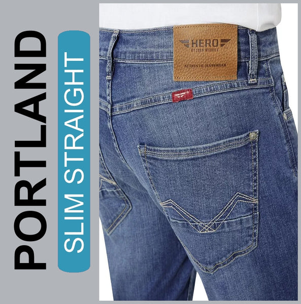 HERO PORTLAND | Lightblue Wash | Stretch Jeans Hose | Slim Straight Fit | HERREN | NEU!