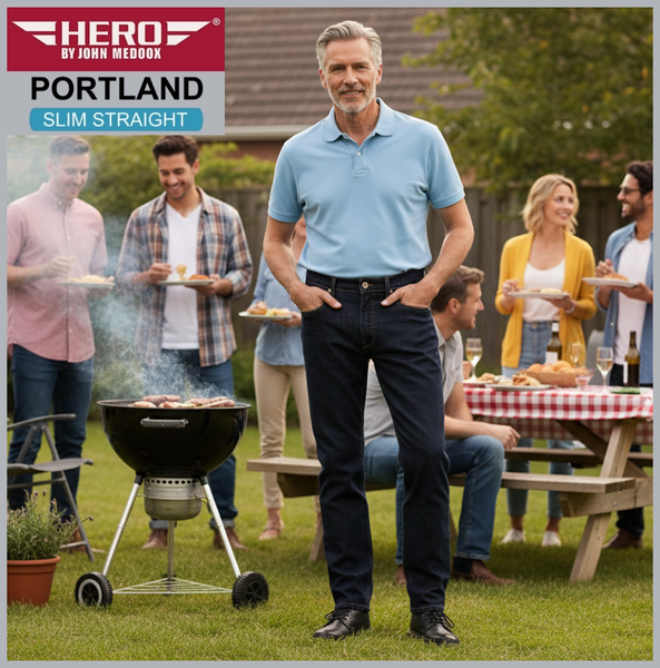 HERO PORTLAND | Rinse | Stretch Jeans Hose | Slim Straight Fit | HERREN