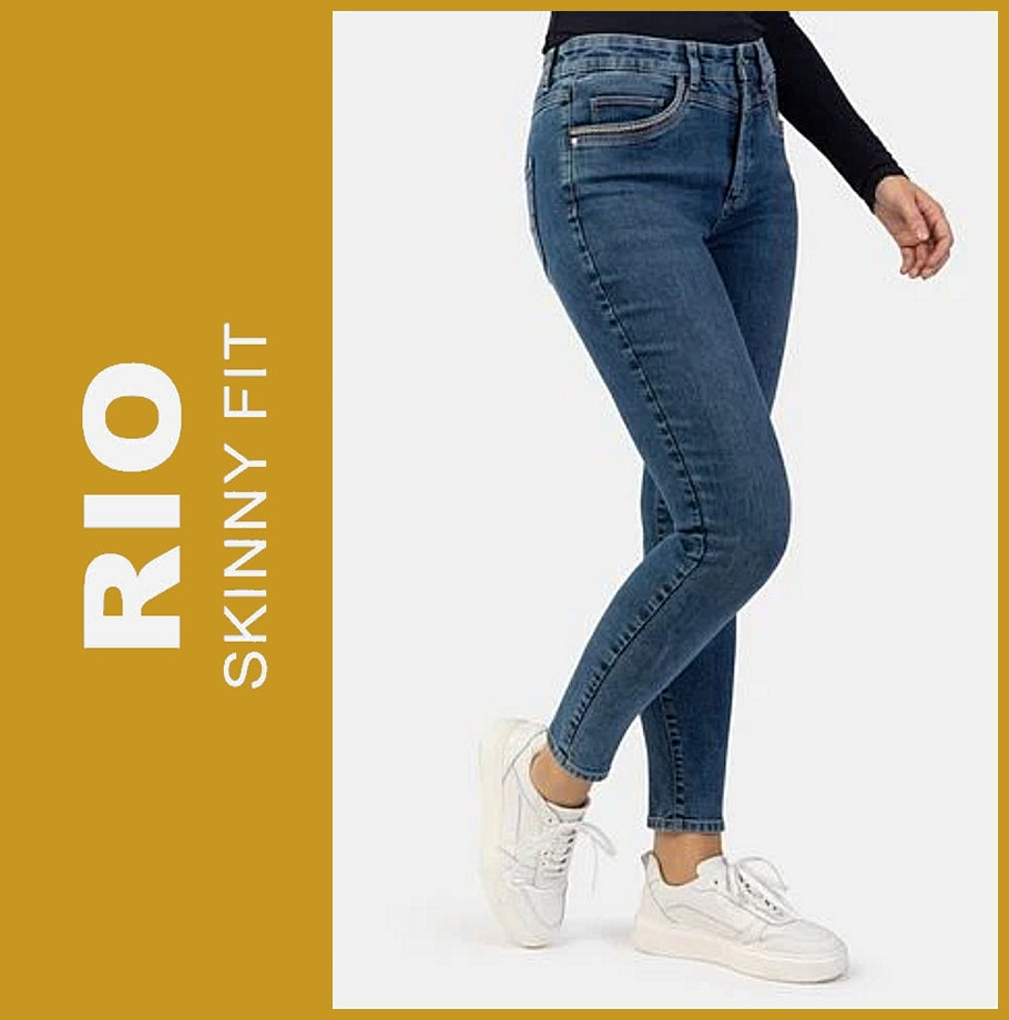 STOOKER RIO | Authentic blue wash | Stretch Jeans | Skinny Fit | Fexxi Move Strass | DAMEN