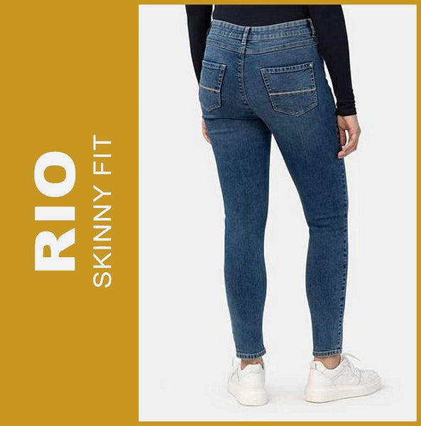 STOOKER RIO | Authentic blue wash | Stretch Jeans | Skinny Fit | Fexxi Move Strass | DAMEN