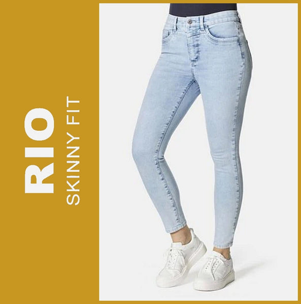 STOOKER RIO | Blue Bleached | Stretch Jeans | Skinny Fit | Fexxi Move Strass | DAMEN