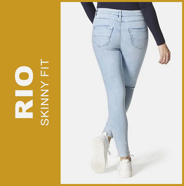 STOOKER RIO | Blue Bleached | Stretch Jeans | Skinny Fit | Fexxi Move Strass | DAMEN