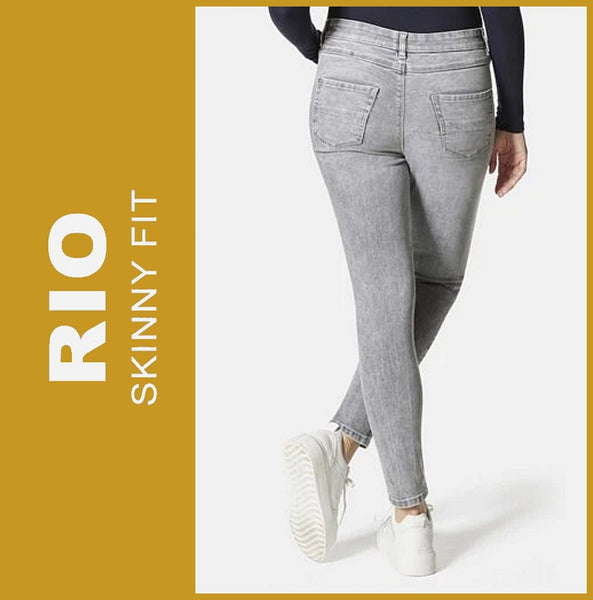 STOOKER RIO | Grey Bleached | Stretch Jeans | Skinny Fit | Fexxi Move Strass | DAMEN