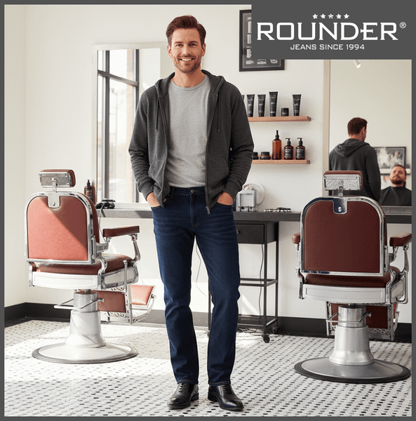 ROUNDER FALCO | Blue Black | Stretch Denim | Regular Straight | Jeans Hose | HERREN