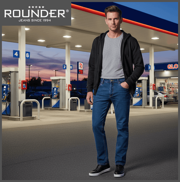 ROUNDER FALCO | Blue Stone | Stretch Denim | Regular Straight | Jeans Hose | HERREN