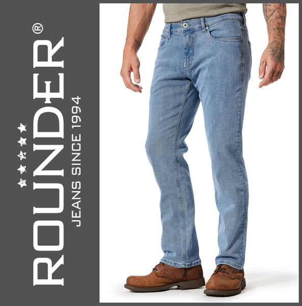 ROUNDER FALCO | Light Blue | Stretch Denim | Regular Straight | Jeans Hose | HERREN | Frontansicht