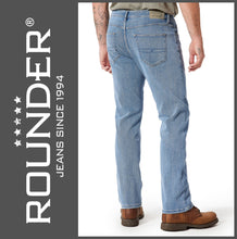 Lade das Bild in den Galerie-Viewer, ROUNDER FALCO | Light Blue | Stretch Denim | Regular Straight | Jeans Hose | HERREN | Rückansicht
