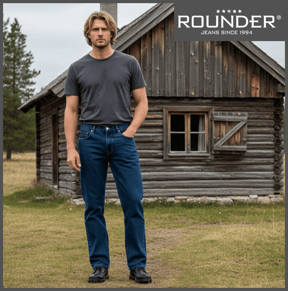ROUNDER MADOX | Blue Stone | 100% Cotton | Regular Straight | Jeans Hose | HERREN