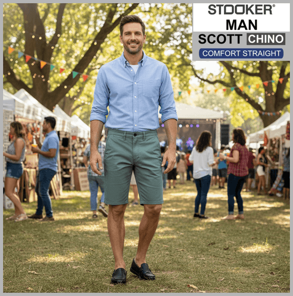 Stooker SCOTT CHINO | Herren | Khaki | COMFORT STRAIGHT FIT | Bermuda-Hose | vor Sommerfest