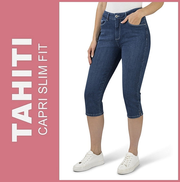 STOOKER TAHITI | Blue Denim | 7/8 Capri Stretch Jeans | Slim Fit | DAMEN | Frontansicht