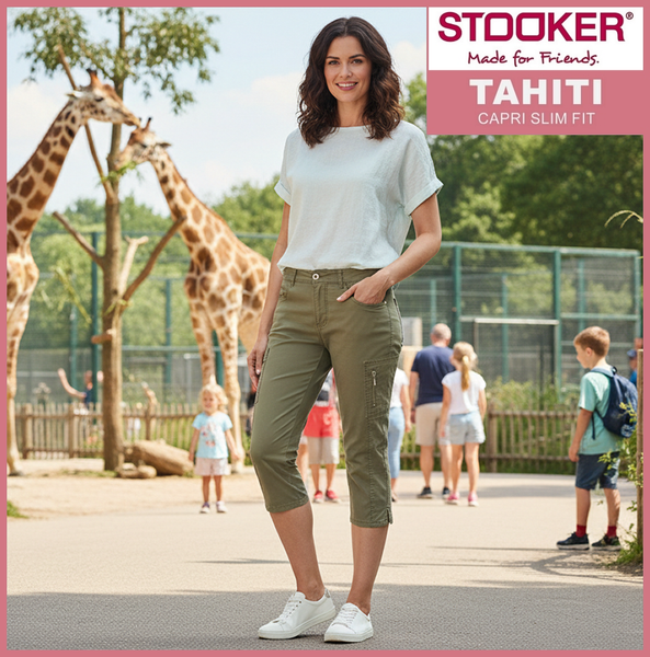 STOOKER TAHITI | Olive | 7/8 Capri Stretch Jeans | Slim Fit | DAMEN