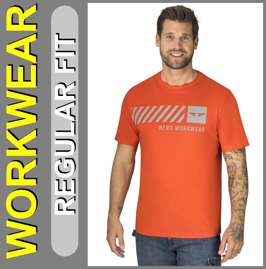 HERO Workwear | T-Shirt HMW | Poinciana Orange | Regular Fit | Arbeits-T-Shirt | HERREN