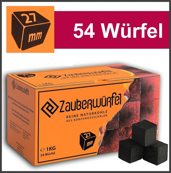 ZAUBERWÜRFEL | Erstklassige Natur Kohle | 27mm | Wasserpfeife | Shisha