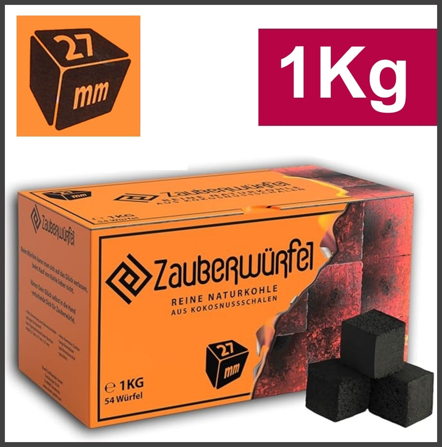 ZAUBERWÜRFEL | Erstklassige Natur Kohle | 27mm | Wasserpfeife | Shisha