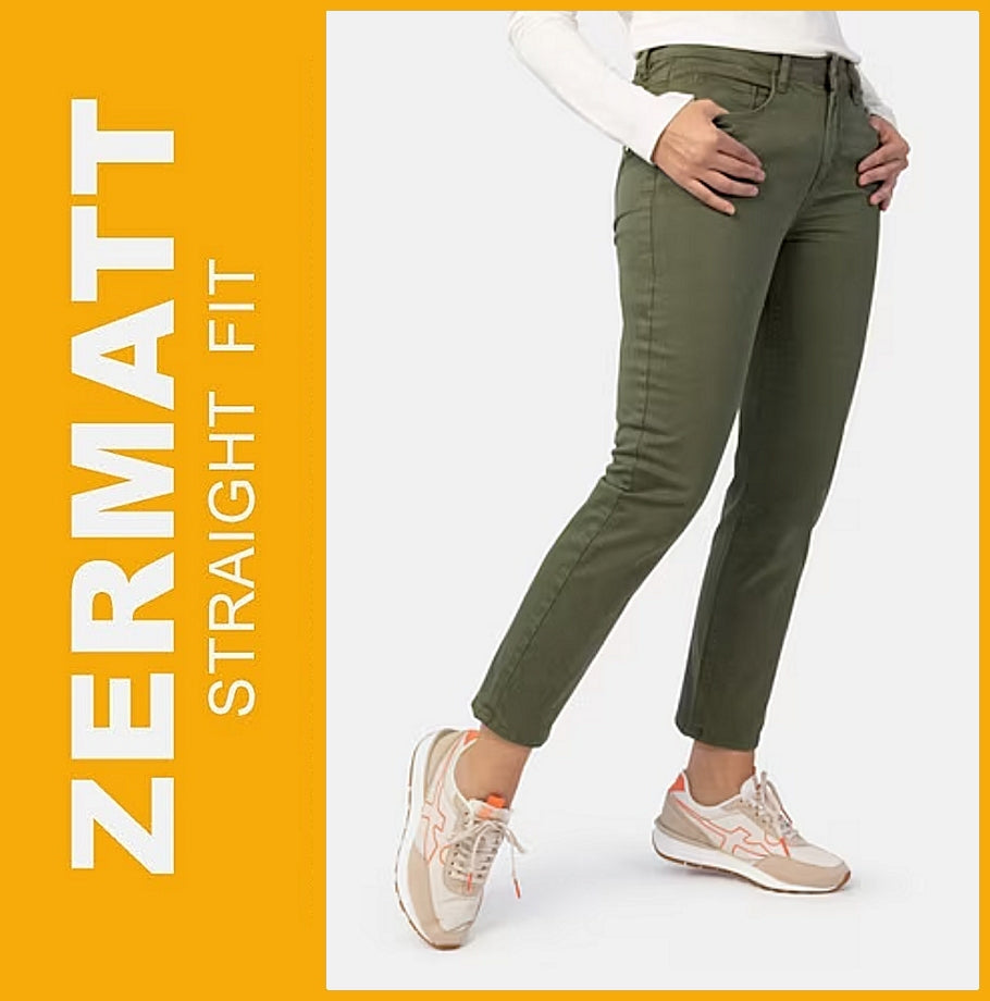 STOOKER ZERMATT | Beetle Green | Stretch Jeans | Straight Slim Fit | Damen