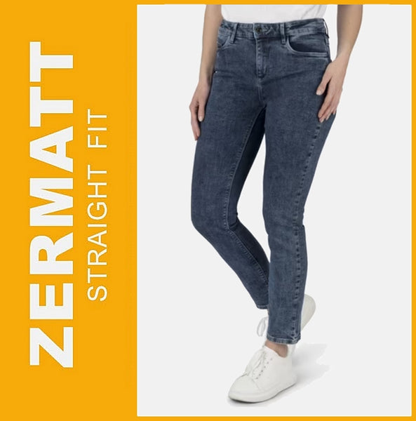 STOOKER ZERMATT | Blue Denim Acid | Stretch Jeans | Straight Slim Fit | Damen