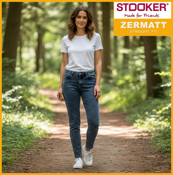 STOOKER ZERMATT | Blue Denim Acid | Stretch Jeans | Straight Slim Fit | Damen