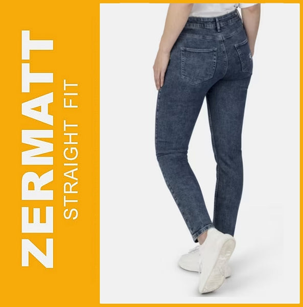 STOOKER ZERMATT | Blue Denim Acid | Stretch Jeans | Straight Slim Fit | Damen