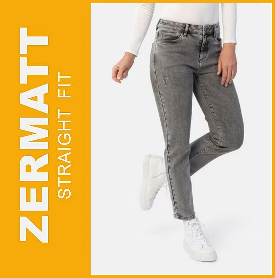 STOOKER ZERMATT | Grey Denim Acid | Stretch Jeans | Straight Slim Fit | Damen