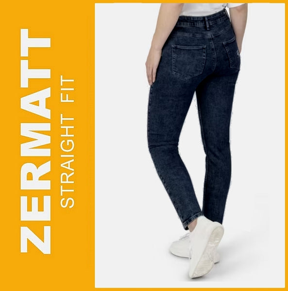 STOOKER ZERMATT | Indigo Blue Denim | Stretch Jeans | Straight Slim Fit | Damen