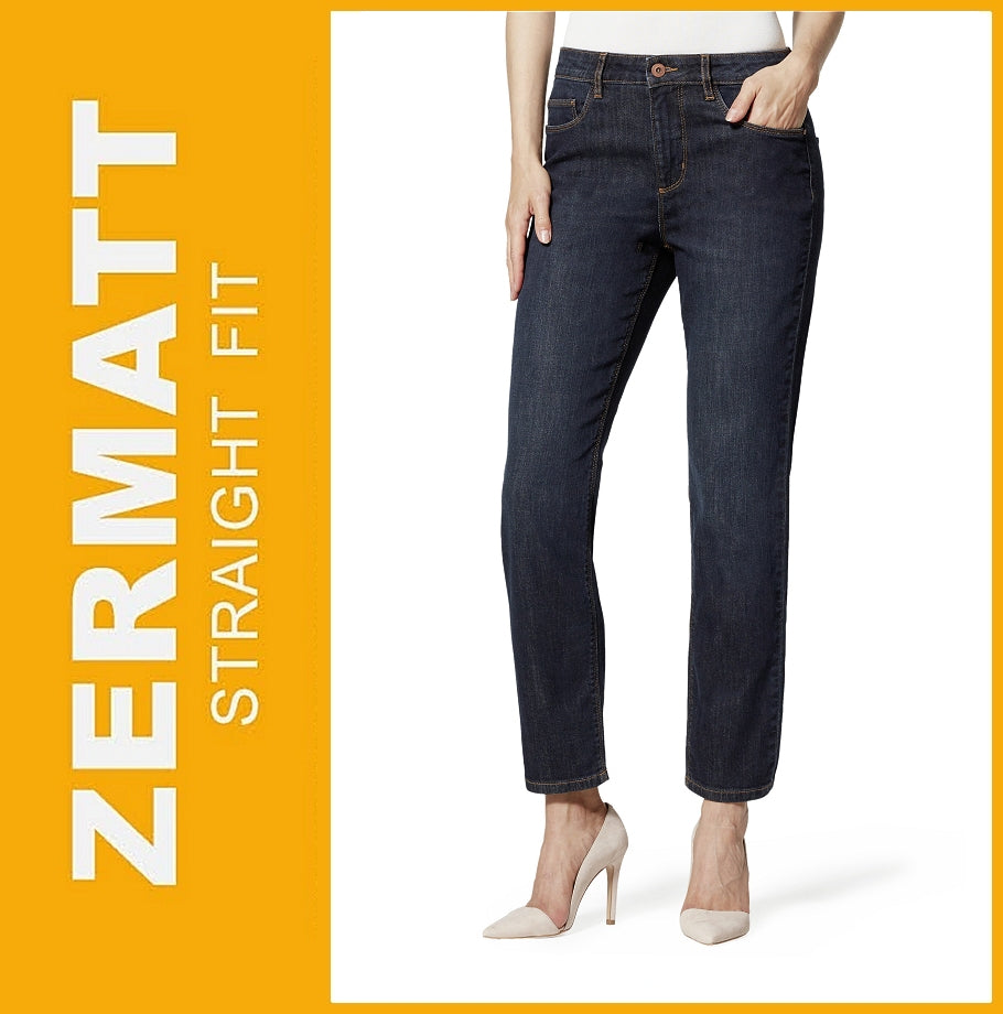 STOOKER ZERMATT | Blue Black | Stretch Jeans | Straight Slim Fit | Damen