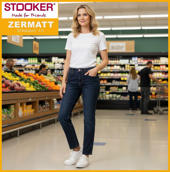 STOOKER ZERMATT | Blue Black | Stretch Jeans | Straight Slim Fit | Damen