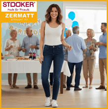 Lade das Bild in den Galerie-Viewer, STOOKER ZERMATT | Mid Blue Denim | Stretch Jeans | Straight Slim Fit | Damen | Geburtstagsfeier
