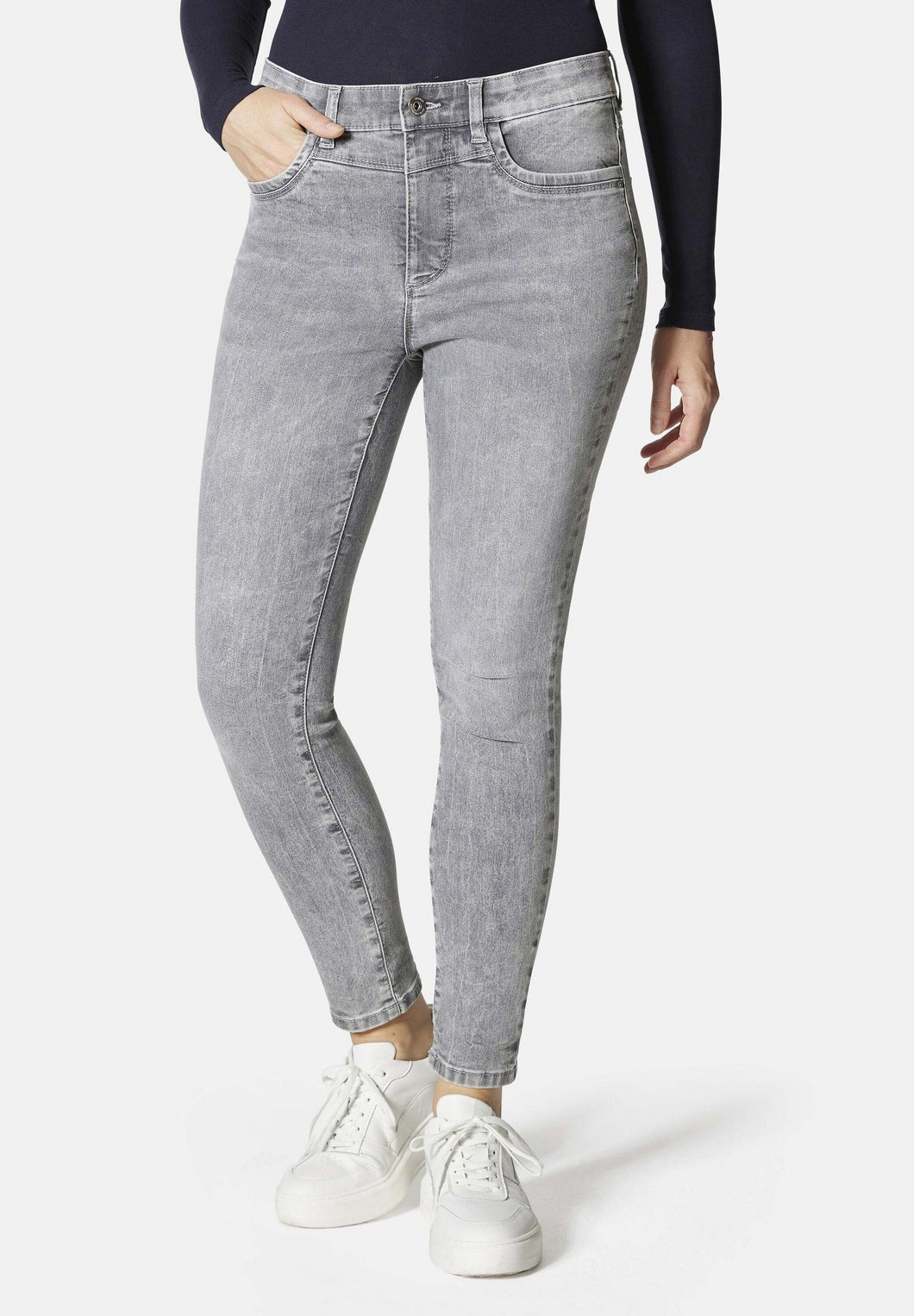 STOOKER RIO DAMEN STRETCH JEANS HOSE - FEXXI MOVE STRASS SKINNY FIT - Grey bleached