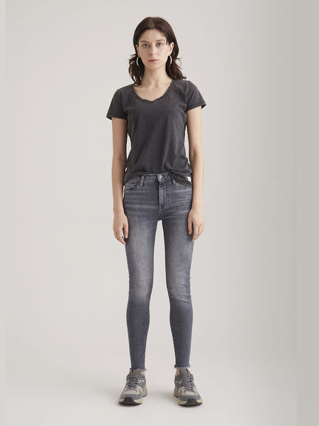 High Waist Skinny Lina Jeans - Grey VT Fringe